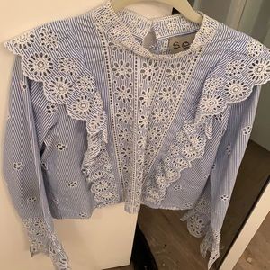 SEA blue and white top